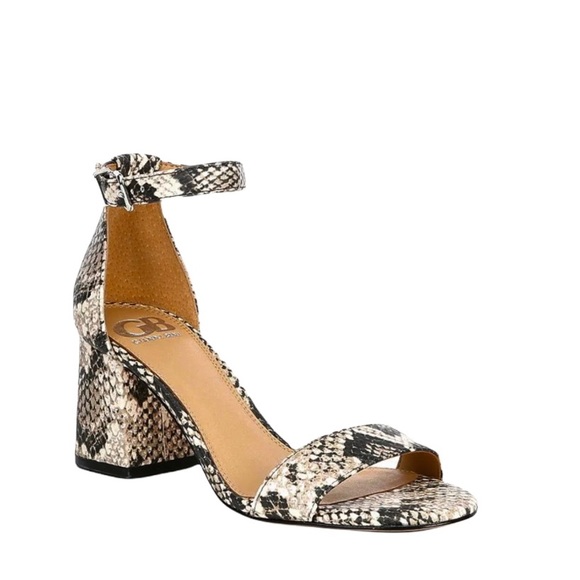 Gianni Bini Shoes - Gianni Bini Block Party Snake Print Leather Ankle Strap Sandals 9 NWT